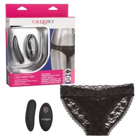 Черные кружевные трусики с вибромассажером Remote Control Panty Set L/XL